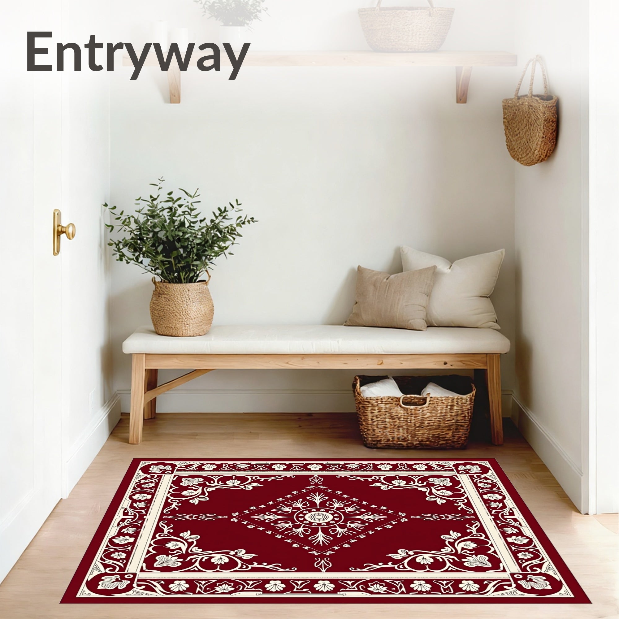 Baroque Garden Lattice with Ornate Blooming Vines (Red) - ODIKA