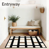 Elegant Geometric Striped Area with Black and Beige Contrast(Beige)