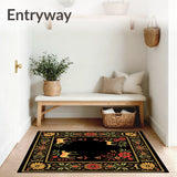 Safari Adventure Floral Tapestry Jungle Fauna Botanical Motif(Black)