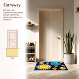 Ultra Soft Area Rug, Non Slip, Stain Resistant, Washable Area Rugs for Living Room, Bedroom, Colorful Solar System Playroom Non-Slip Kids Carpet(Blue)