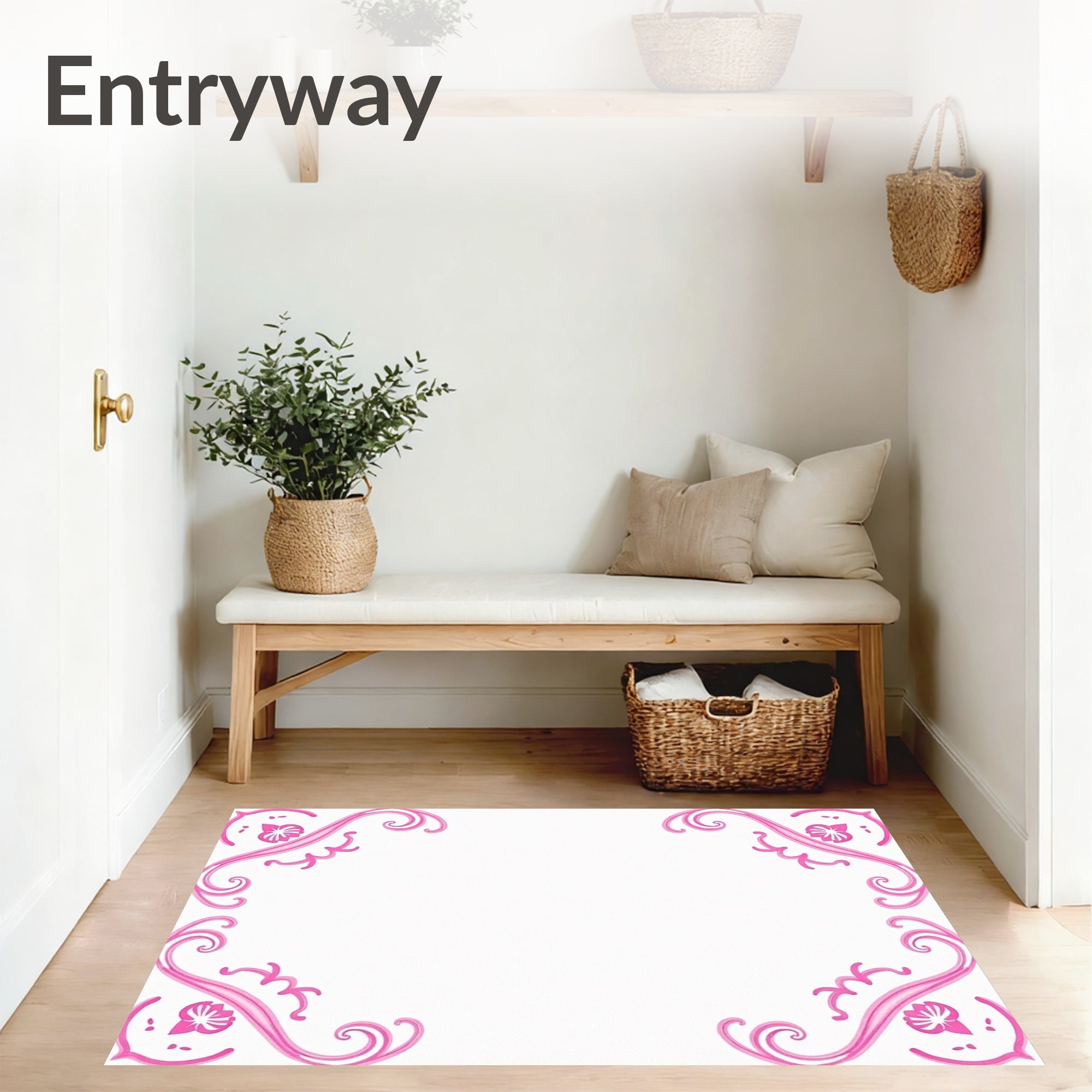 Whimsical Swirl Mosaic with Delicate Floral Embellishments and Curves (Pink) - ODIKA