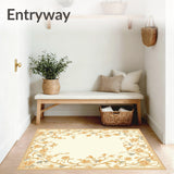 Beige Runner with Vintage Inspired Floral Swirls and Non Slip Grip(Beige)