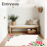 Rose Garden Motif Slip Resistant Corridor Lightweight (Pink)