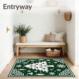 Yoga Pose Pine Tree With Frosted Snowflake Motif Design(Green)