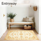 Artistic Area Showcasing Vintage Floral in Warm Beige Hues(Beige)