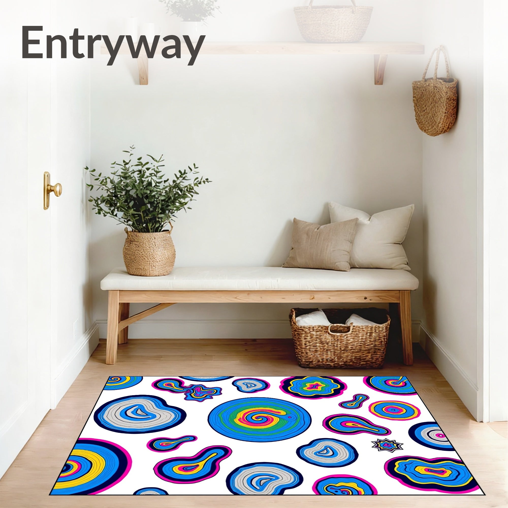 Tie Dye Spiral Medallions with Radiating Color Bursts (Blue) - ODIKA