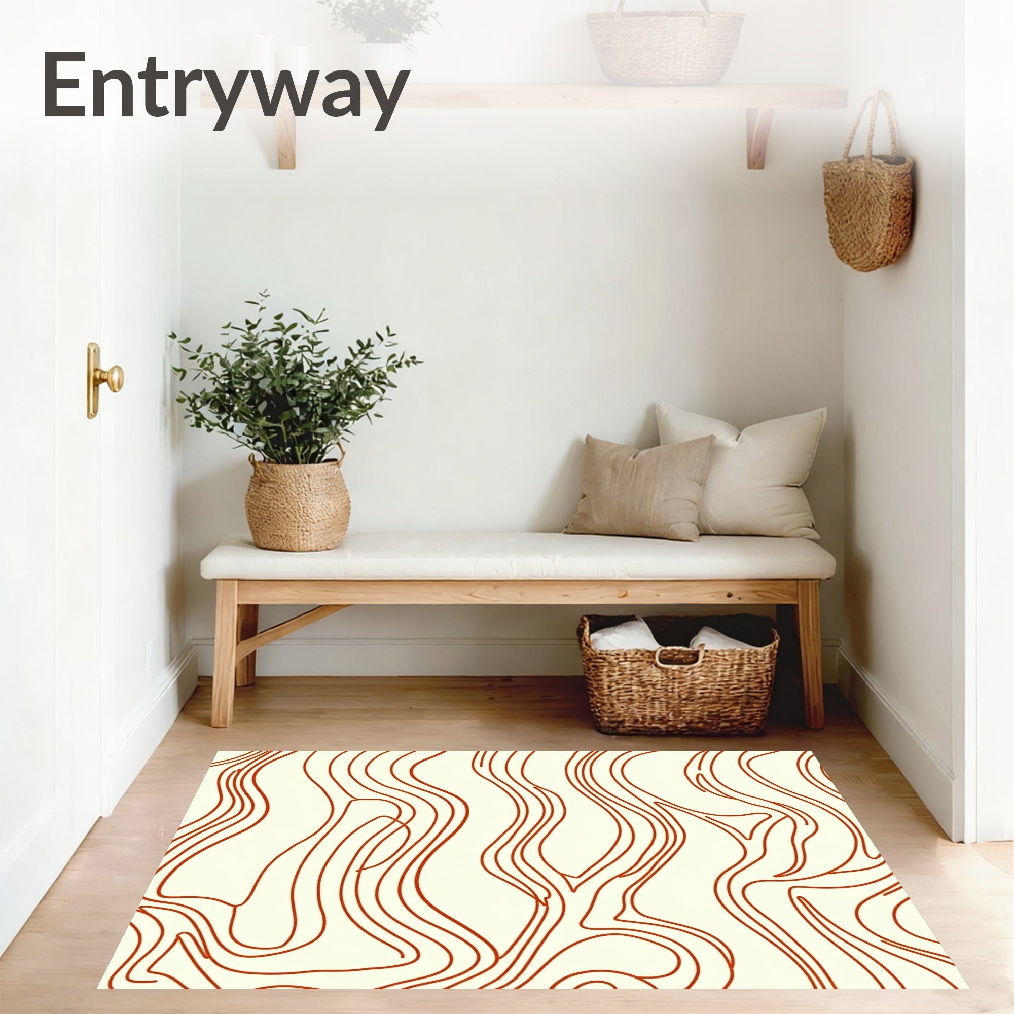 Modern Interlocking Waves with Terra Accents and Lines (Ivory) - ODIKA