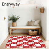Festive Checkered Patchwork with Reindeer Details(Red)