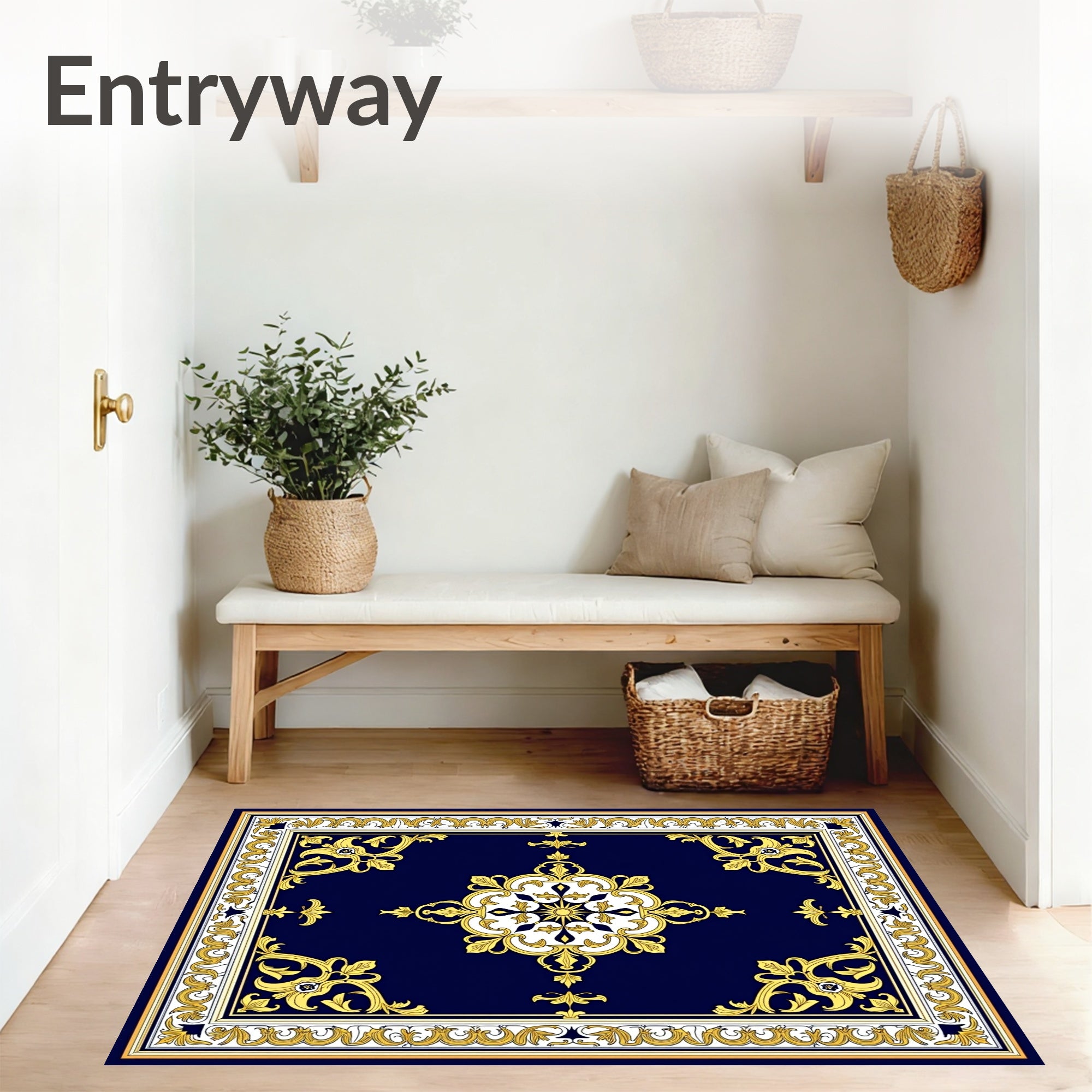 Medallion Arrangement Featuring Scrollwork Flourishes (Blue) - ODIKA