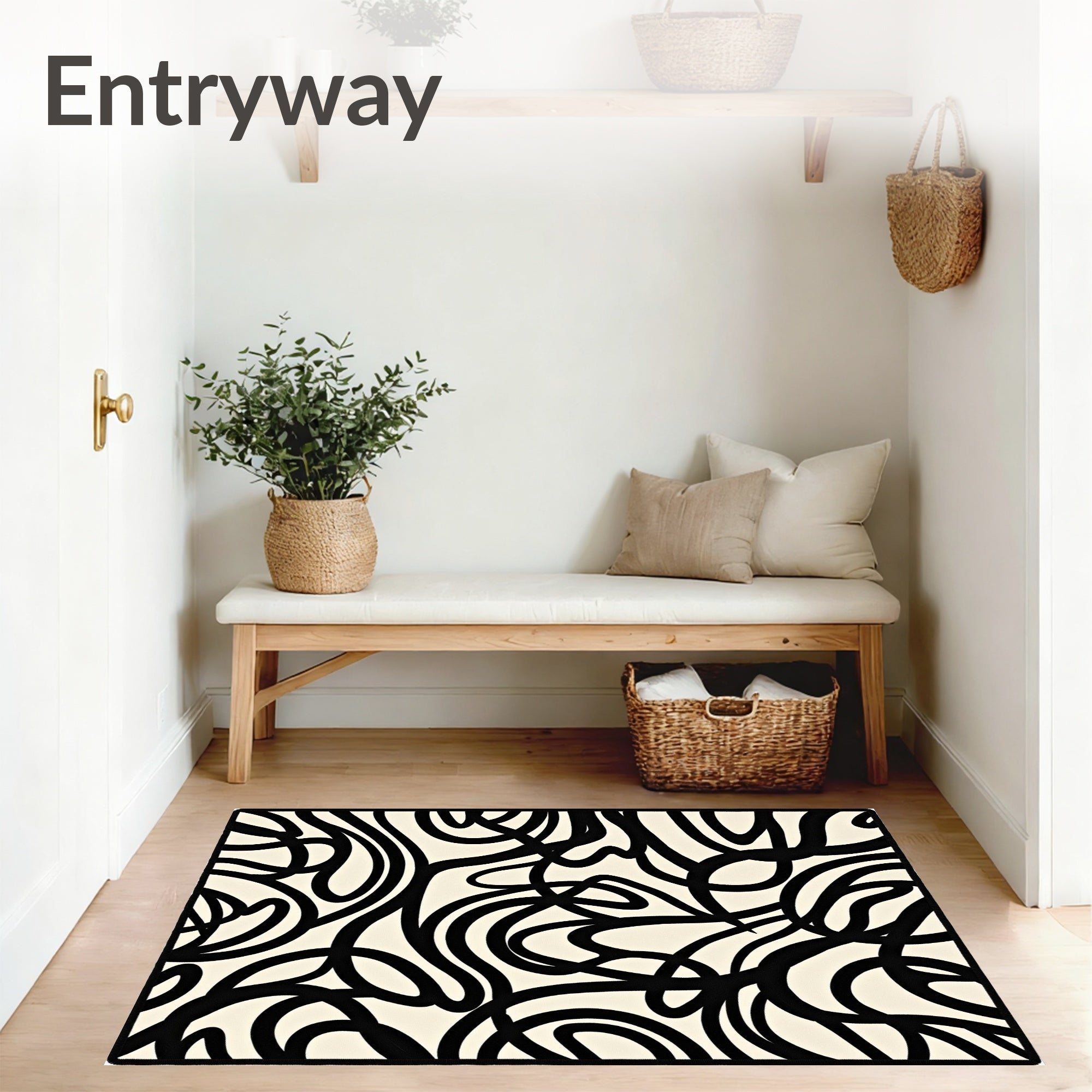 Abstract Brushstroke Art with Contemporary Flair (Black) - ODIKA