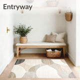 Half Circle Area Modern Minimalist Curved Line Non Skid(Beige)