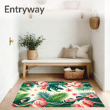 Tropical Flamingo Green Palm Leaves with Vibrant Jungle Flora Motif(Pink)