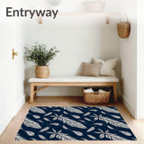 Feather Plume Motif Entryway Floor Covering (Blue)