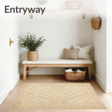 Boho Chic Tan Runner Rug with Artisan Geometric Pattern for Entryway(Beige)