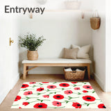 Harvest Season Poppy Blossom Design Anti Slip Doormat Area(Red)