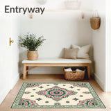 Boho Floral Medallion Motifs with Hand Drawn Paisley Accents (Beige) - ODIKA