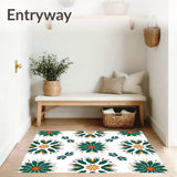 Winter Forest Medallion with Stylized Pine Branches and Starburst Highlights(Green)