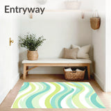 Gradient Waves Modern Floor Covering (Green)