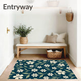 Enchanted Garden Walkway Fabric With Blooming Wildflower Imprints(Teal)