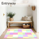 Cheerful Checkered Romance Festival Celebration Design Floor Covering(Yellow)