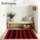 Bold Buffalo Check Design with Rustic Inspired Motifs(Red)
