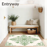 Elegant Botanical Damask Flourish Swirl Embroidery(Green)