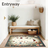 Modern Butterfly Medley Area with Whimsical Floral and Insect Motifs(Ivory)