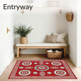 Rustic Floral Medallion Design With Interlocking Shapes(Red)