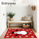 Festive Snowman with Falling Snowflakes Holiday(Red)