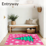 Joyful Spruce Celebration Snow Flurry Entryway Statement(Pink)