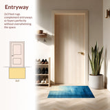 Cerulean Echo Aqua Haze Subtle Stripe Floor Art(Blue)