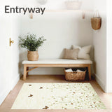 Dainty Beige Meadow Whimsical Floral Butterfly Indoor(Beige)