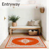 Inspired Medallion with Intricate Border Accents(Orange)