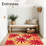 Tropical Sunset Palm Frond Non Slip Shedding Floor(Red)