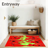 Watermelon Splash Rug Refreshing Fruit Circle Accent Carpet(Red)