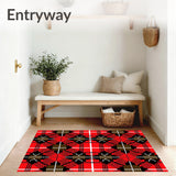 Jolly Tartan Checkered Entryway Greeting Seasonal Doorstep Accessory(Red)