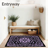 Floral Medallion Motif with Whimsical Vine Detailing and Ornate Scrollwork (Black)