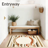 Circular Beige Area with Layered Chevron and Stripe Accents(Beige)