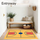 Basketball Court Yellow Floor Coral Key Blue Lines Blue Circle(Gold)