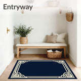 Art Inspired Interlocking Fretwork with Subtle Medallion Border(Blue)