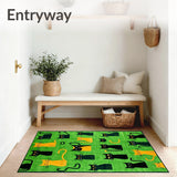 Funny Cat Rug Quirky Kitty Decor Area Rug(Green)