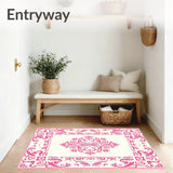 Traditional Damask Scrollwork Lightweight Anti Skid Design (Pink)