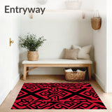 Elegant Motif Featuring Interlocking Chevron and Shapes(Red)