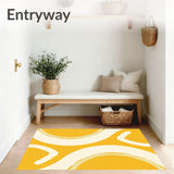 Abstract Wave Motif with Interlocking Chevron and Brushstroke Accents(Yellow)