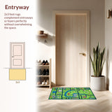 Ultra Soft Area Rug, Non Slip, Stain Resistant, Washable Area Rugs for Living Room, Bedroom, Race Track Play Mat(Green)