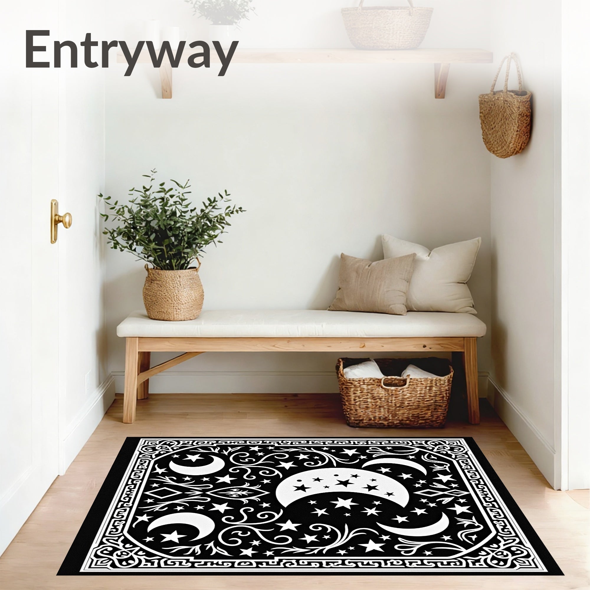 Enchanted Moon Phase Celestial Witchcraft Themed Entry(Black) - ODIKA