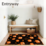 Spooky Pumpkin Patch Rug Creepy Jack o Lantern Black Area Carpet(Black)