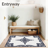 Timeless Bordered Damask Floral Scroll Symmetrical Artistic (Black)