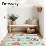 Cane Stripe Doormat with Peppermint Swirl Holiday Design(Red)