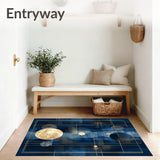 Contemporary Ink Wash with Navy and Gold Details(Blue)